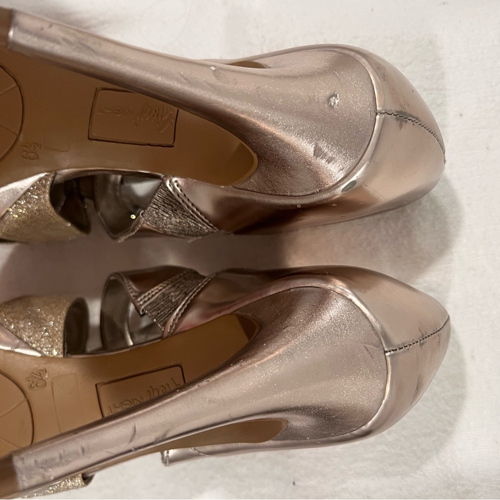 FIONI Clothing Rose Gold Glitter Strappy Peep-Toe Heels - Picture 3 of 5